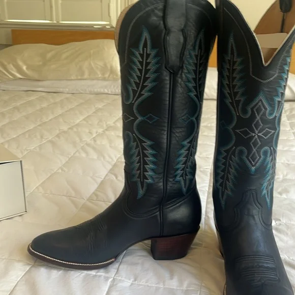 CITY BOOTS The Memorial Boot in Navy - leather western boots women’s 10 - Picture 4 of 7